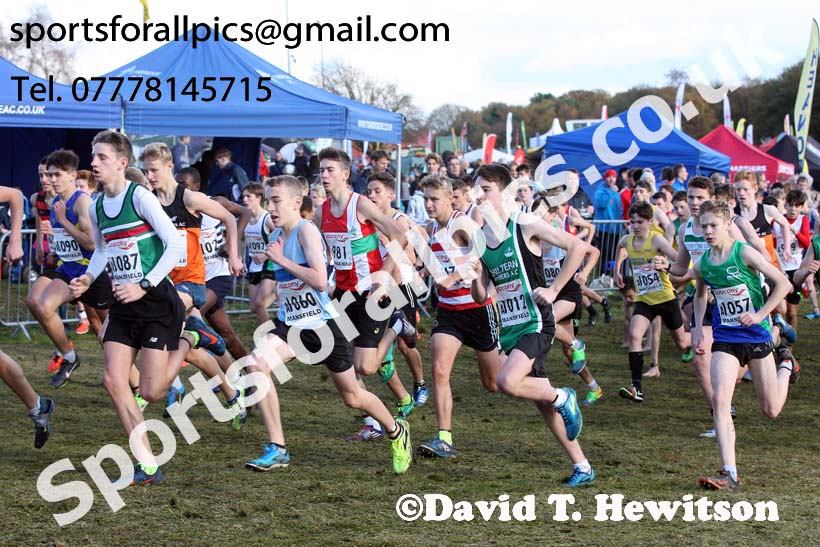 Boys under-15s National Cross Country Relay, Berry Hill Park, Mansfield. Photo:  David T. Hewitson/Sports for All Pics